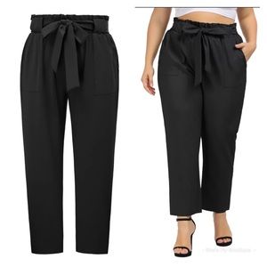 Plus sized belted black pants